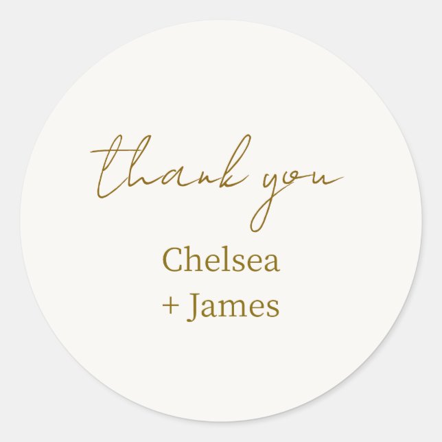 Chic Simple Script Thank You Wedding Classic Round Sticker (Front)