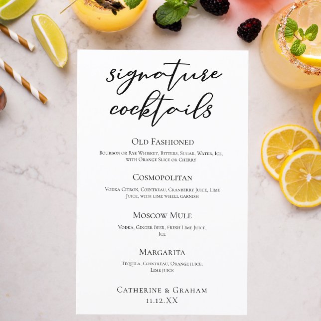 Chic Simple Wedding Signature Cocktails Bar Menu (Creator Uploaded)