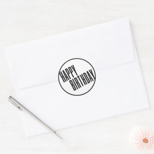 Chic & Simple White & Black Happy Birthday Sticker