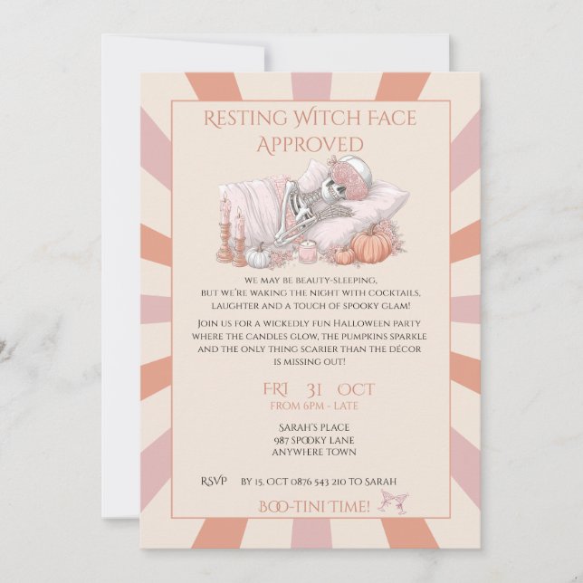 Chic Skeleton Halloween Party Invite (Front)
