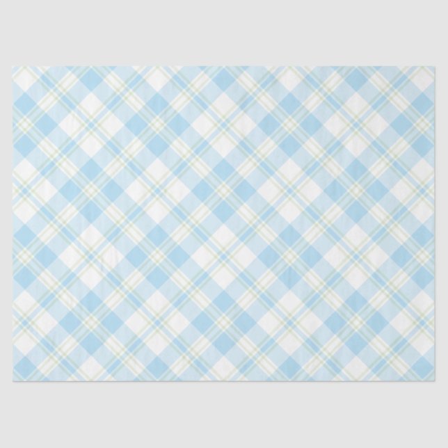 Chic Sky Blue and White Check Tissue Paper (Front)