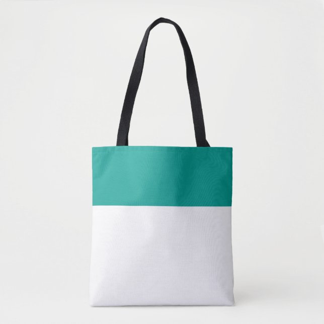 Chic Sleek White One Third Summer Teal Top Edge  Tote Bag (Front)