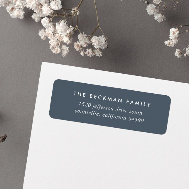 Chic Smoky Blue and White Return Address Label (Creator Uploaded)