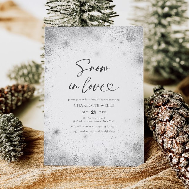 Chic Snowflakes Snow In Love Winter Bridal Shower Invitation (Creator Uploaded)