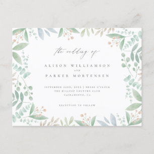 Chic Soft Eucalyptus, Leaves & Greenery Wedding Invitation Postcard