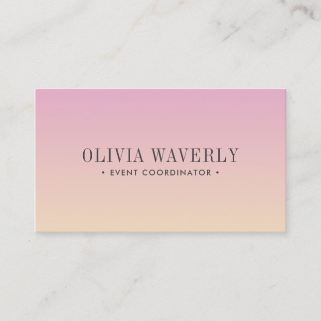Chic Soft Gradient Pink Orange peach Social Media Business Card (Front)