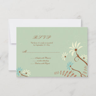 Chic soft teal + cream floral wedding rsvp reply card
