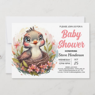 Chic Songbird Woodland Bird Baby Shower Invitation