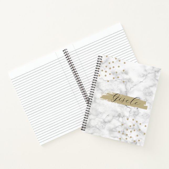 Chic Sophisticated Marble Pattern Monogram Notebook (Inside)