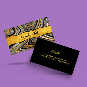 Chic Sparkle Glitter marble art grey gold monogram Business Card