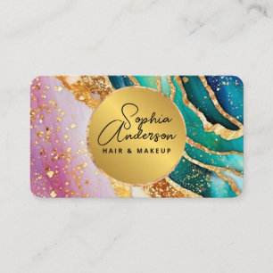 Chic Sparkly Glitter Golden Rainbow Agate Glamour Business Card