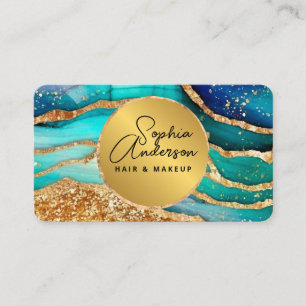 Chic Sparkly Glitter Golden Rainbow Agate Glamour  Business Card