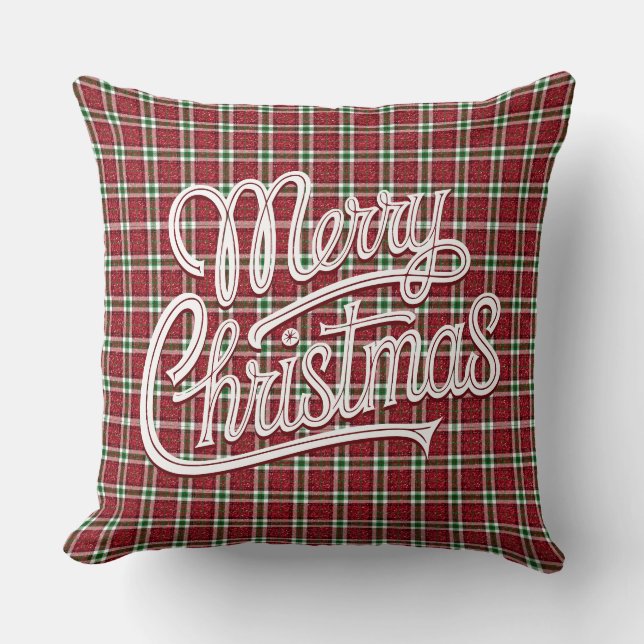 Chic Sparkly Plaid Christmas  Cushion (Front)