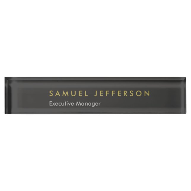 Chic special black professional plain modern nameplate (Front)