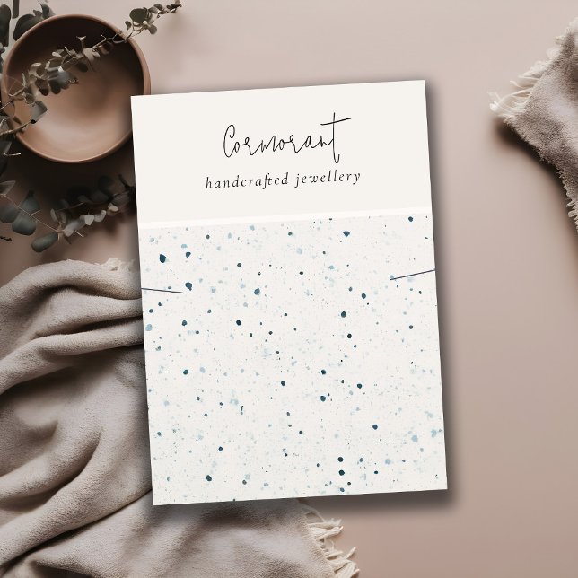 Chic Speckled Blue White Texture Necklace Display Business Card (Creator Uploaded)