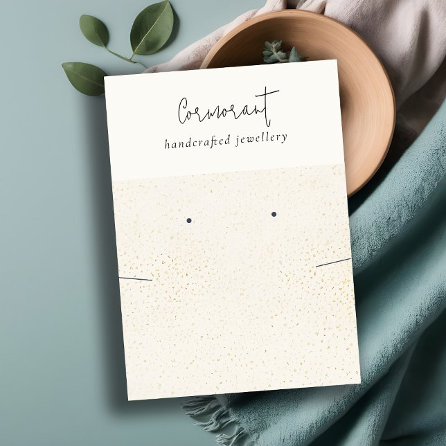 Chic Speckled Gold White Earring Necklace Display Business Card (Creator Uploaded)