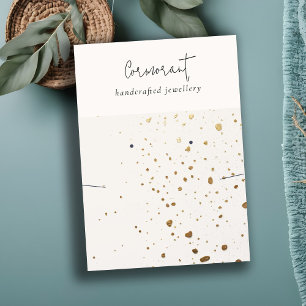 Chic Speckled Gold White Earring Necklace Display Business Card