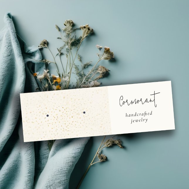 Chic Speckled Gold White Texture Earring Holder Mini Business Card (Creator Uploaded)