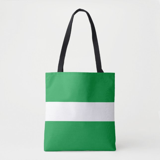 Chic Sporty Wide Kelly Green White Summer Stripes Tote Bag (Front)
