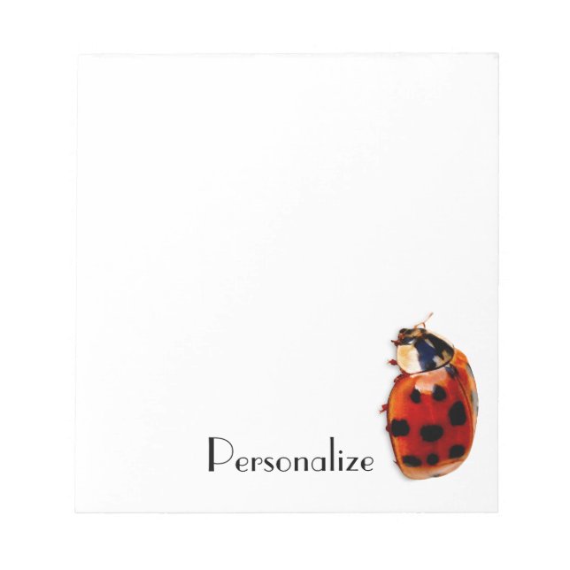 Chic Spotted Ladybug With Name Notepad (Front)