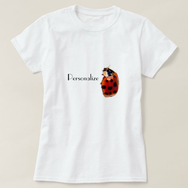 Chic Spotted Ladybug With Name T-Shirt (Design Front)