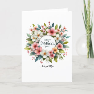 Chic spring blush floral wreath Happy Mother's Day Holiday Card