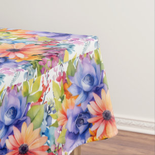 Chic Spring Colours Flowers Floral Tablecloth