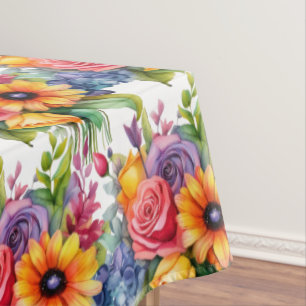 Chic Spring Colours Flowers Floral Tablecloth