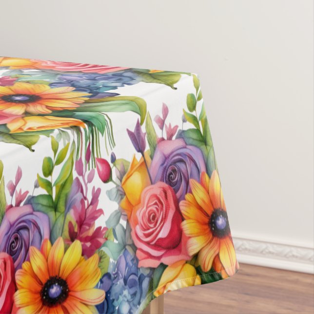 Chic Spring Colours Flowers Floral Tablecloth (In Situ)