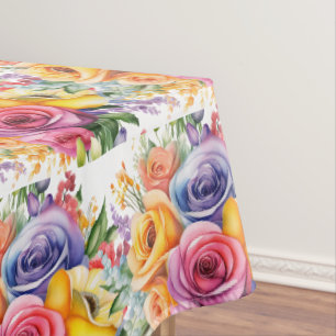 Chic Spring Colours Flowers Floral Tablecloth