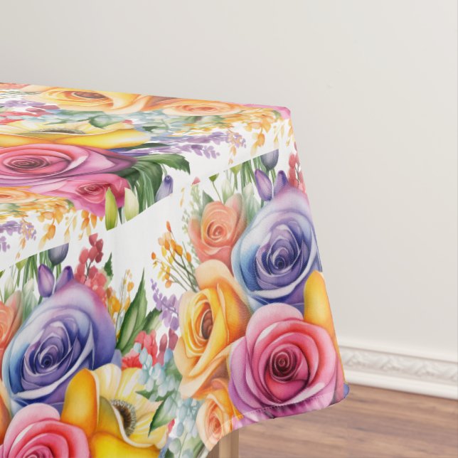 Chic Spring Colours Flowers Floral Tablecloth (In Situ)