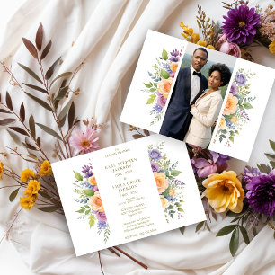 Chic Spring Floral Garland Double Funeral Photo Invitation