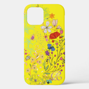 Chic Spring Flower Colourful and Monogram Case-Mat iPhone 12 Case