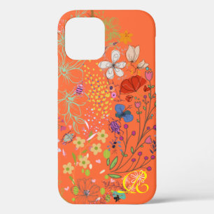 Chic Spring Flower Colourful and Monogram iPhone 12 Case