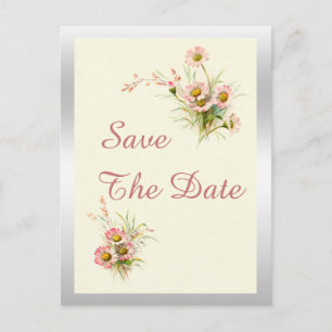 Chic Spring Flowers 25th Birthday Save The Date Announcement Postcard
