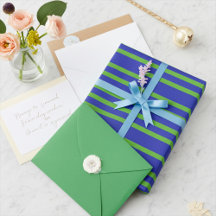 Chic Spring Green and Blue Stripes Wrapping Paper