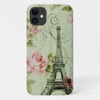 chic spring mint pink floral paris eiffel tower