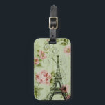 chic spring mint pink floral paris eiffel tower luggage tag<br><div class="desc">chic spring mint pink floral paris eiffel tower decorations. Paris fashion accessories. french chic eiffel tower office supplies.</div>