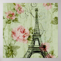 chic spring mint pink floral paris eiffel tower