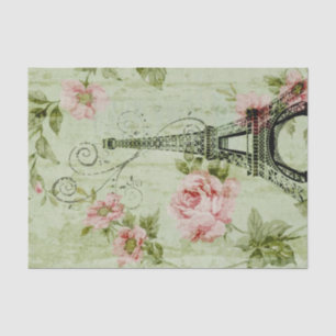 chic spring mint pink floral paris eiffel tower tissue paper