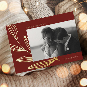 Chic Sprout Deep Red and Gold Foil Holiday Card