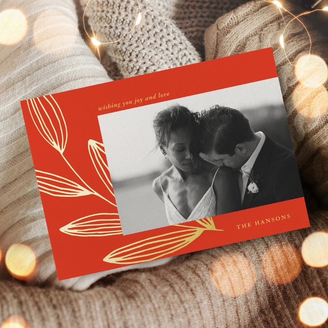 Chic Sprout Red and Gold Foil Holiday Photo Card (Chic Sprout Red and Gold Foil Holiday Photo Card)