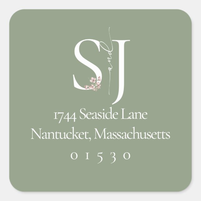 Chic Square Return Address Sticker (Front)