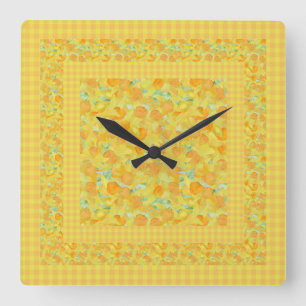 Chic Square Wall Clock, Golden Daffodils Clock
