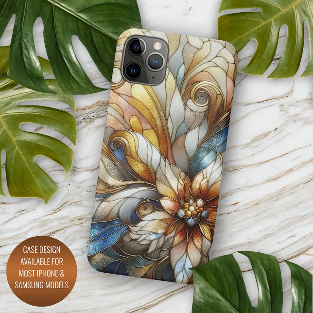 Chic Stained Glass Floral Mosaic Art Pattern iPhone Case (Creator Uploaded)