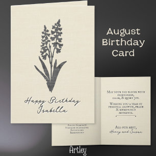 Chic Stamped Gladiolus August Birth Flower Linen Card