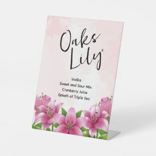 Chic Star Gazer Lilies Bridal Shower Drink Pedestal Sign