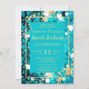 Chic Stars Sweet Sixteen Party Invitation