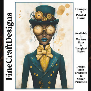 Chic Steampunk Female Gold Goggles P4 Decoupage Tissue Paper