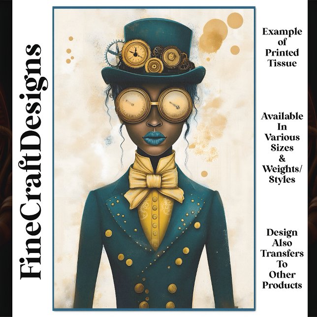 Chic Steampunk Female Gold Goggles P4 Decoupage Tissue Paper (Creator Uploaded)